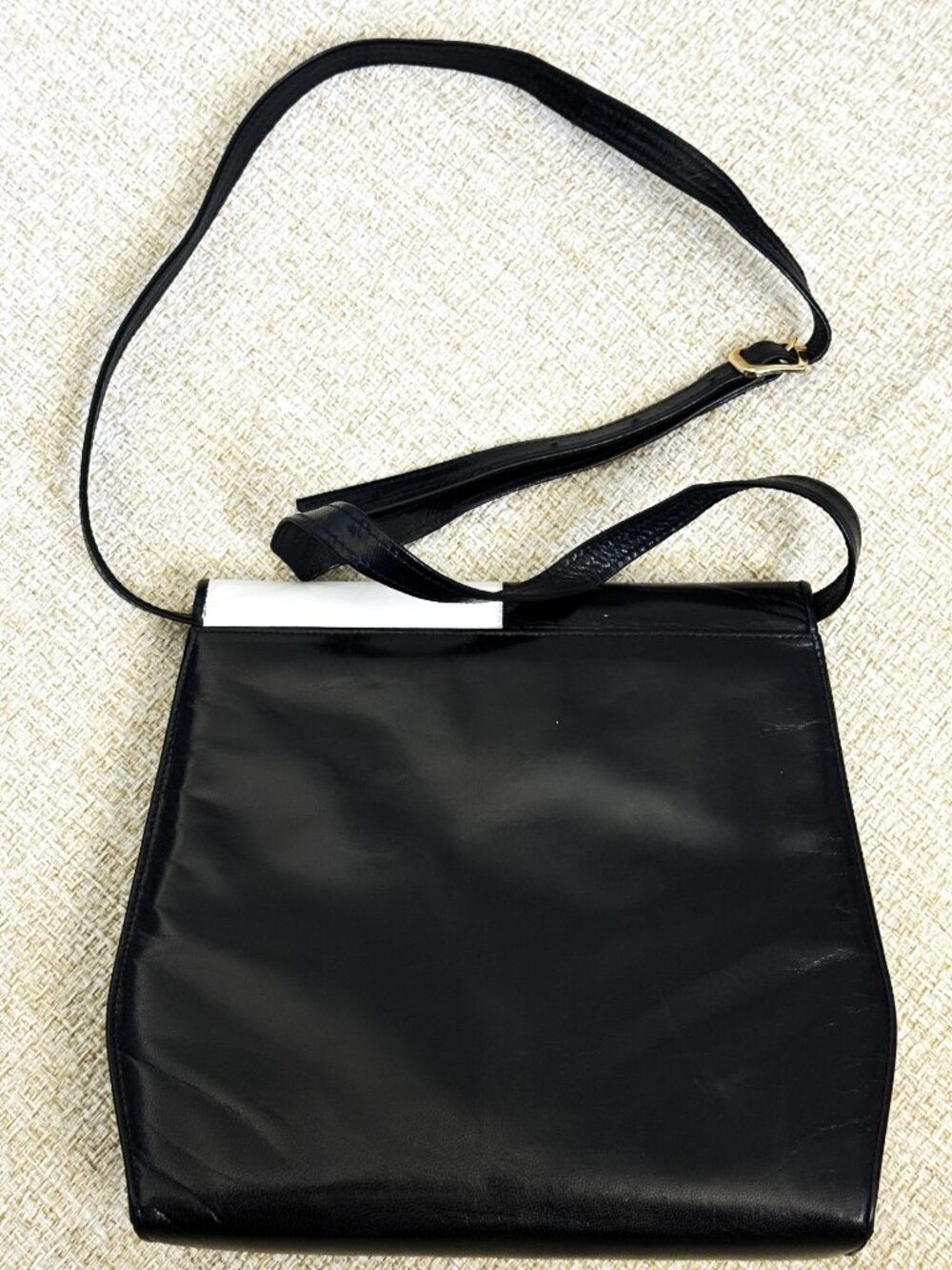 Bruno Magli crossbody bag Vintage women's white/black leather made in Italy - Picture 3 of 9